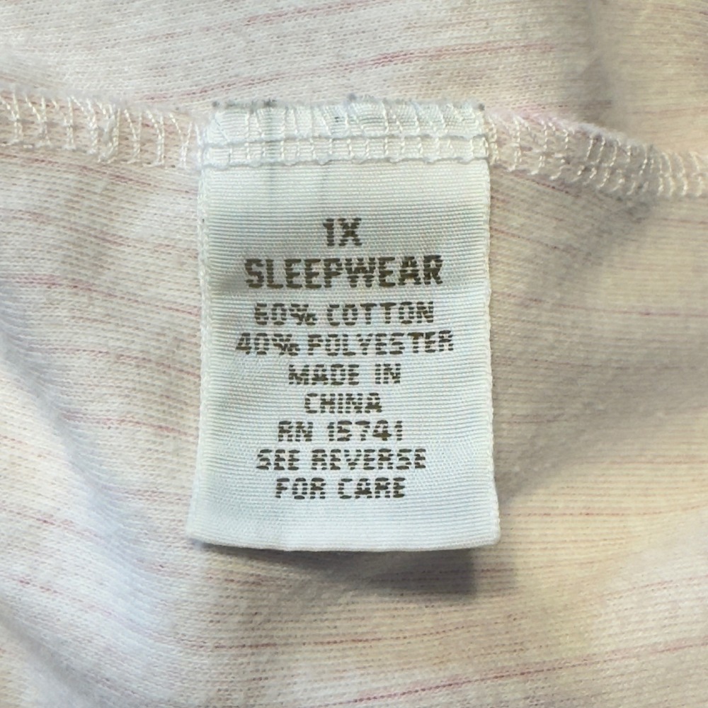 1388 | Karen Neuburger Striped Ribbed Knit Pajama Set Pink Womens 1X - Picture 11 of 13